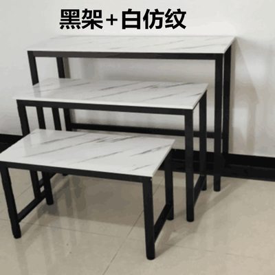 40铁艺小桌子流水台展示台高低服装店货架中岛架鞋包花展示架店宽