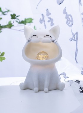 招财猫水晶球风水轮招财小型流水摆件循环水开业送礼桌面办公室