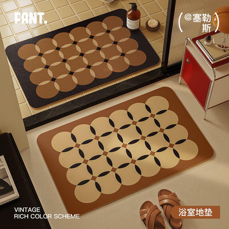 塞勒斯中古风浴室地垫吸水速干防滑防摔轻奢高级感卫生间厕所脚垫