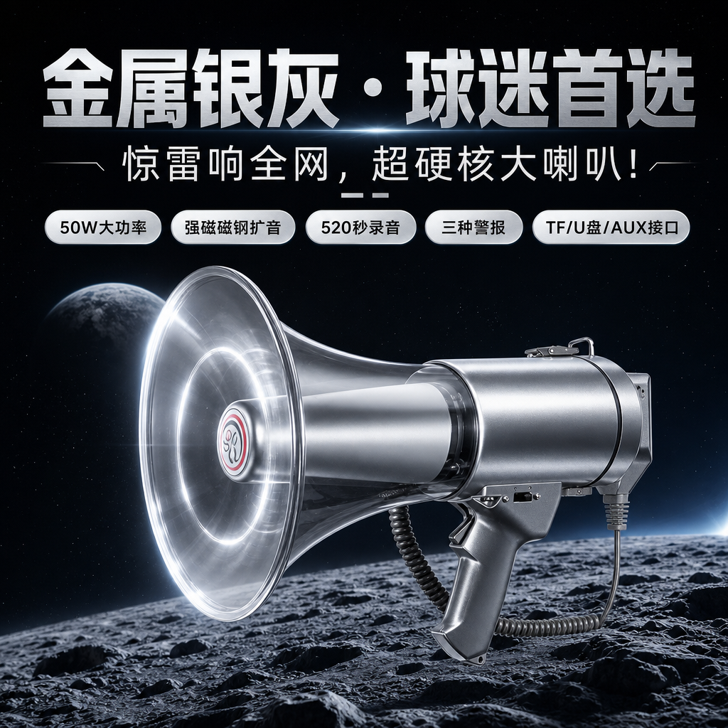 雷公王CR-87plus 50W大功率喊话器录音520秒插卡U盘手持扩音器 户