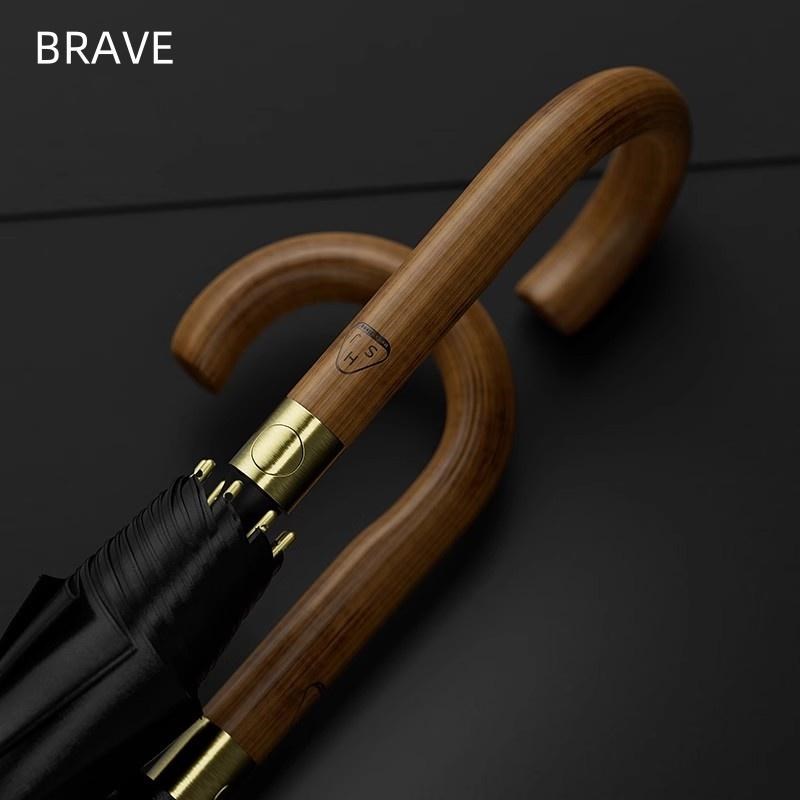 德国超大长伞商务雨伞防风暴雨专用自动弯钩直杆伞木柄男士长柄伞