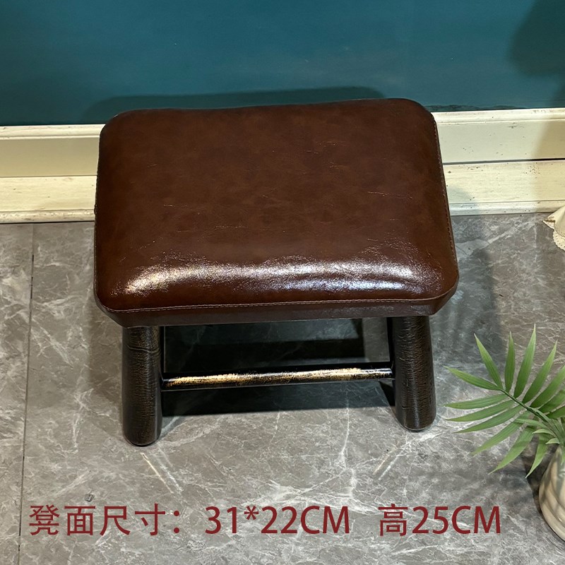 美式乡村实木长方小凳子家用客厅茶几沙发软矮凳门口换鞋凳免安装