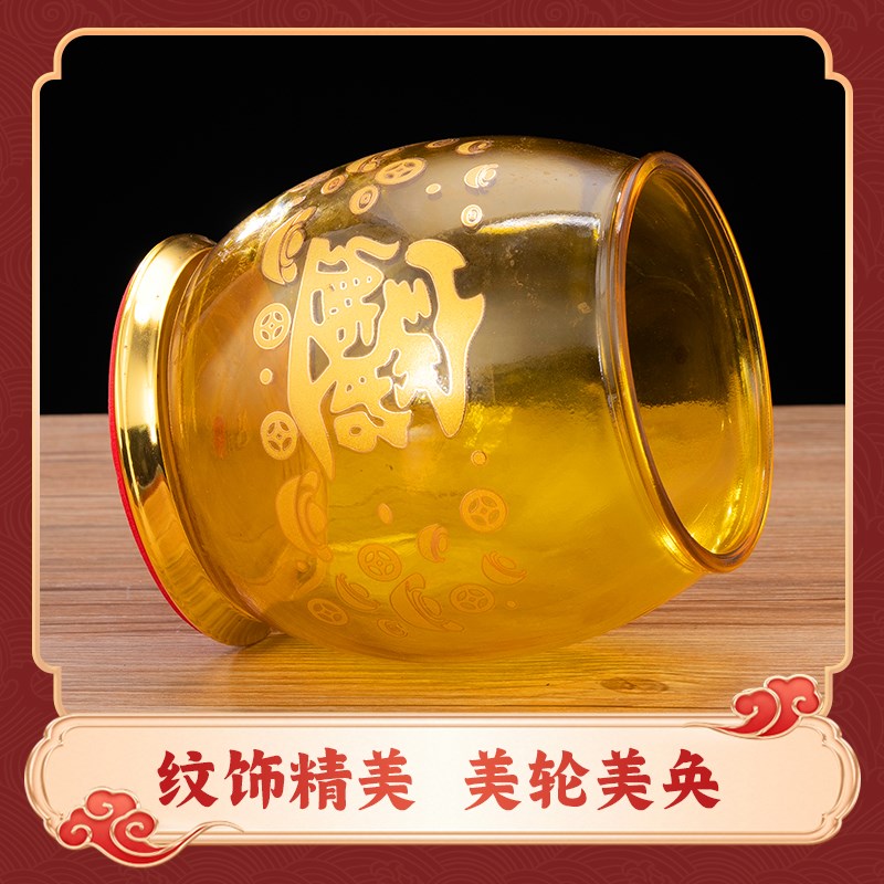 纯铜油灯家用玻璃供奉招财防风调光酥油灯灯盏佛前财神供灯长明灯