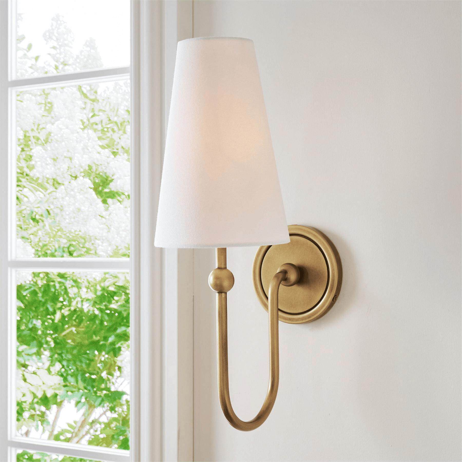 法式中古卧室床头全铜麻布壁灯复古简约美式客厅走廊卫生间镜前灯