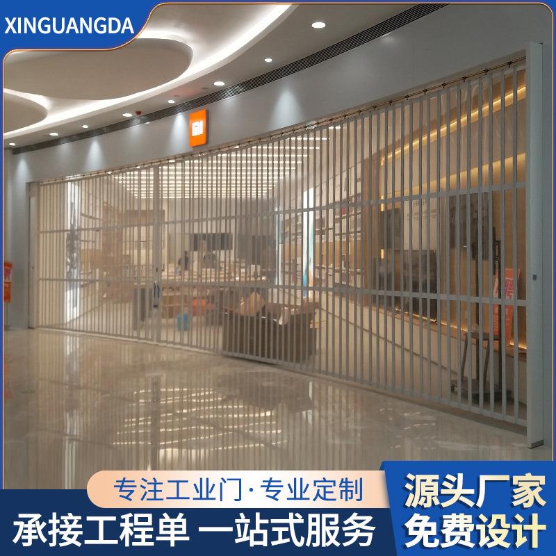 弧形透明推拉卷帘门汽车美容店商铺推拉门商场铝合金水晶折叠门