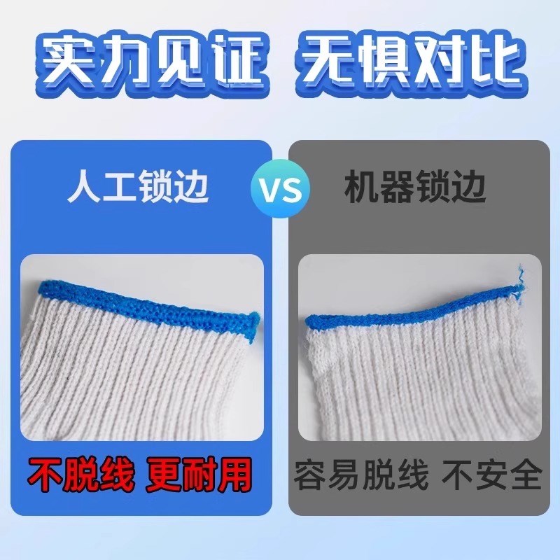 棉线劳保手套耐磨工作防滑白纱棉纱尼龙劳动修车男工地干活