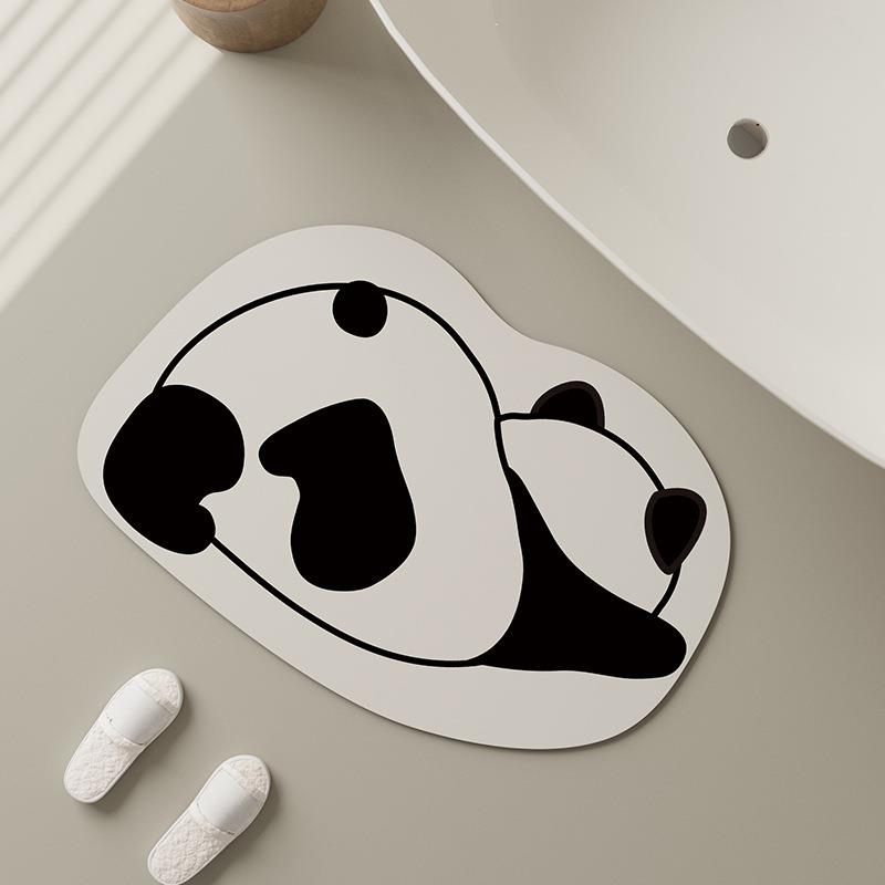 【折扣价】可爱熊猫浴洗手间速干门垫室硅藻泥地垫卫生间进门吸水