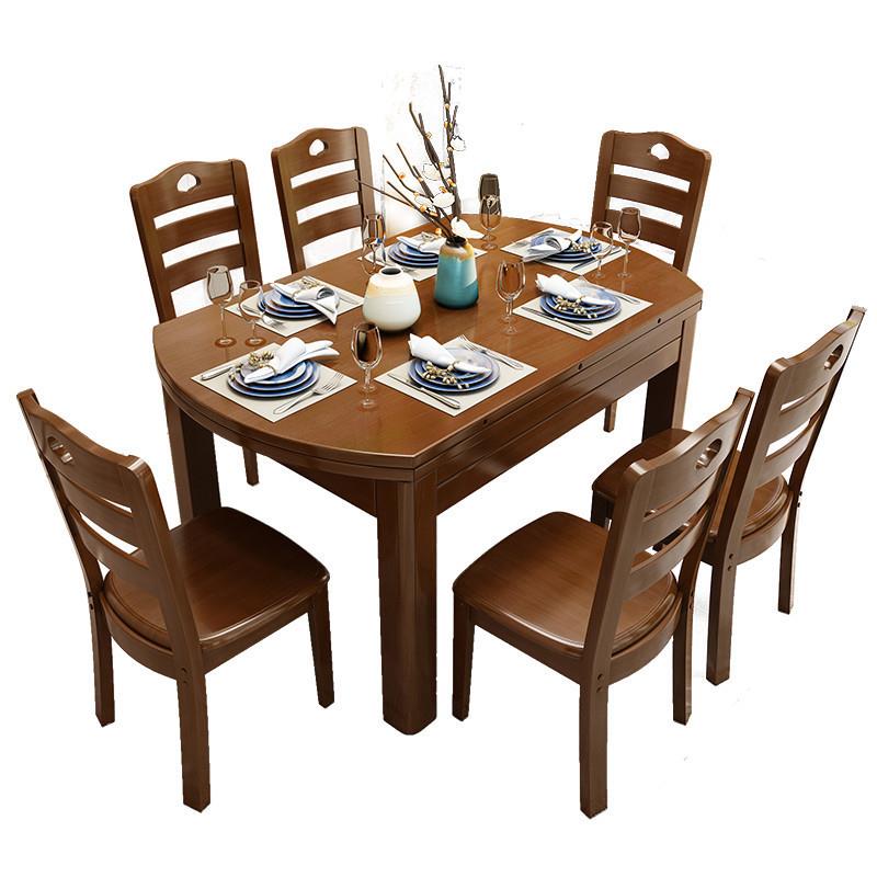【折扣价】dpp1OO%橡木全实木餐桌椅组合家用小户型方圆两用可伸