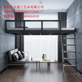 现代简约加厚铁艺高架床上床下桌公寓上层床复式 阁楼二楼床小户型