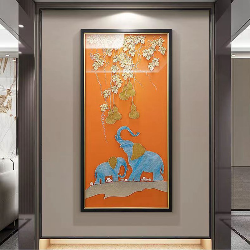入户玄关装饰画金帝丝手工立体实物画鹿高端轻奢客厅走廊过道挂画图片