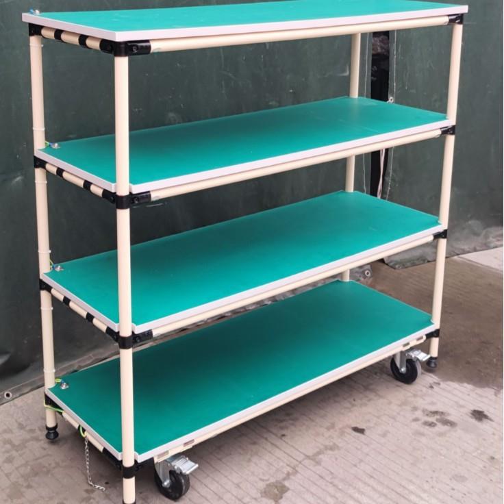 黑色防静电线棒四层推车精益管物料周转车车间多层置物架