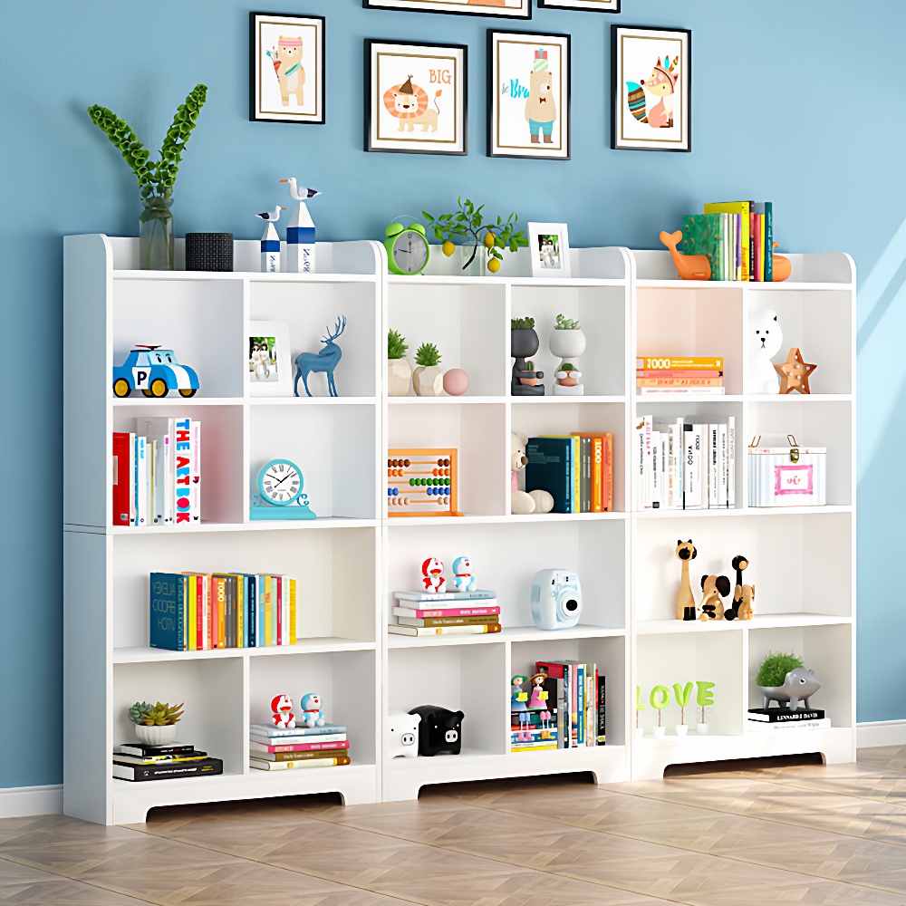 简易书架多层落地置物架客厅靠墙储物柜儿童家用简约书柜收纳柜子