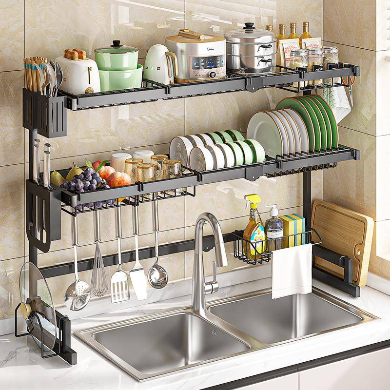 可伸缩水槽置物架厨房水池上台面多功能碗盘收纳放碗架碗碟沥水架