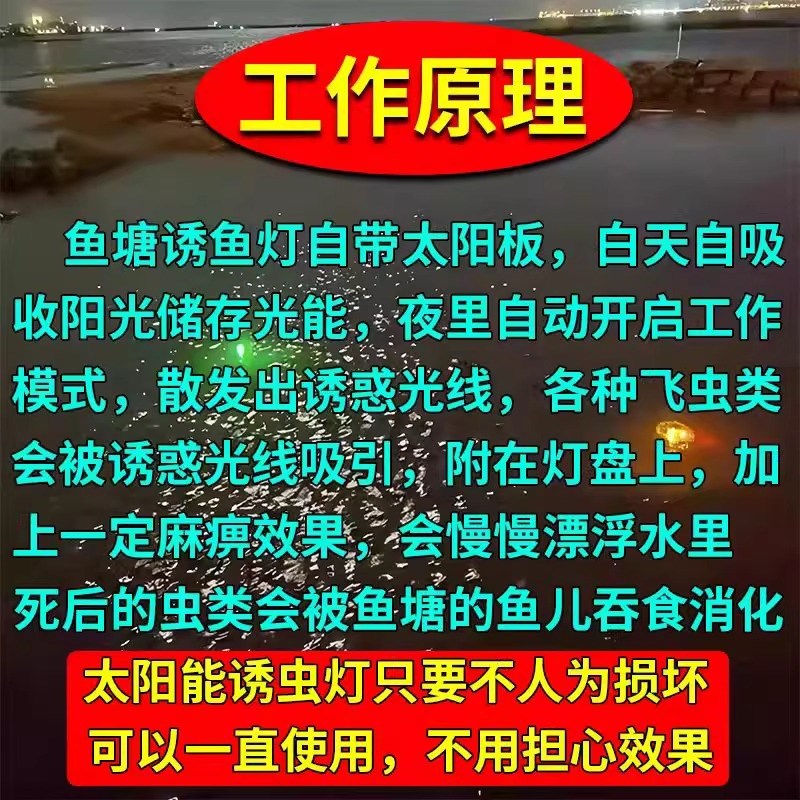 鱼塘太阳能诱虫灯喂鱼神器专用引诱昆虫捕捉器强力灭杀小飞虫飞蛾