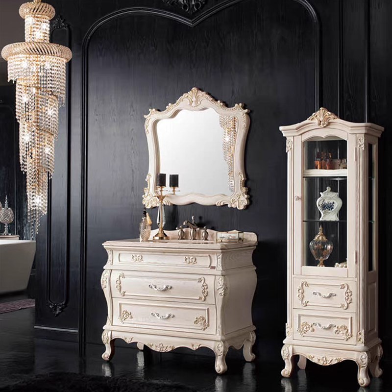 欧式浴室柜橡实木双盆落地式卫生间卫浴柜洗漱台洗脸洗手盆柜组合