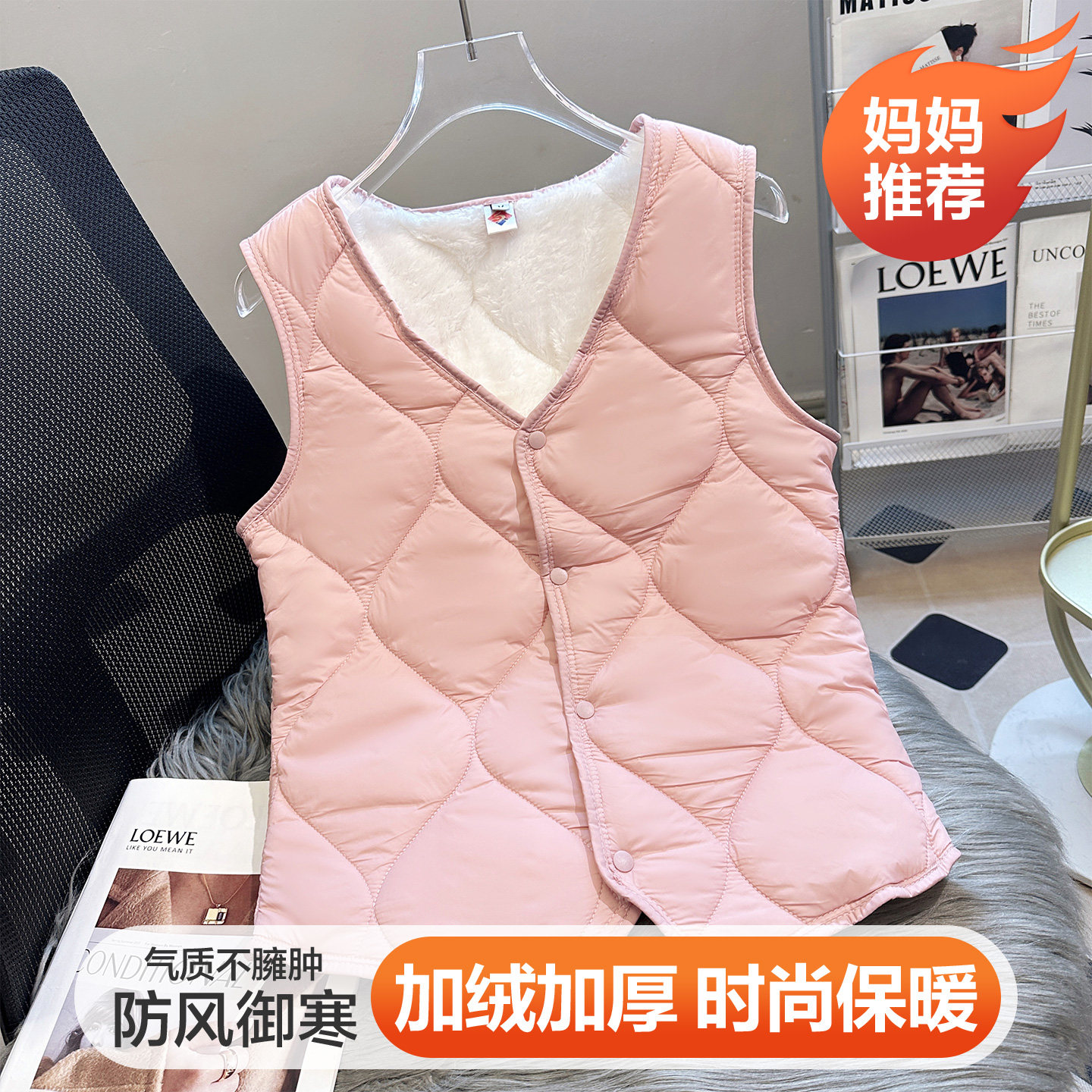 冬季羽绒棉马甲女短款加绒加厚保暖内胆背心妈妈贴身显瘦内穿坎肩