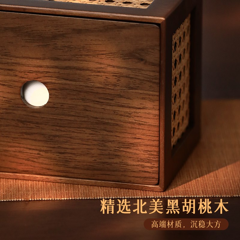 新中式创意纸巾盒2025新款中古风胡桃木抽纸盒客厅实木复古高级感
