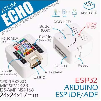 M5Stack ATOM Echo可编程智能音箱 内置ESP32蓝牙Wi-Fi物联网