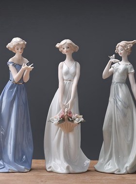 摆件陶瓷家居品欧式装饰客厅酒柜人物电视柜工艺摆设西洋饰品房间