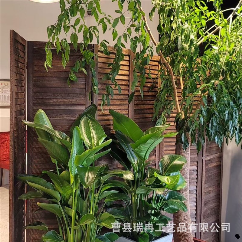 新中式木质折叠屏风实木百叶扇可移动装饰隔断做旧服装店遮挡屏风
