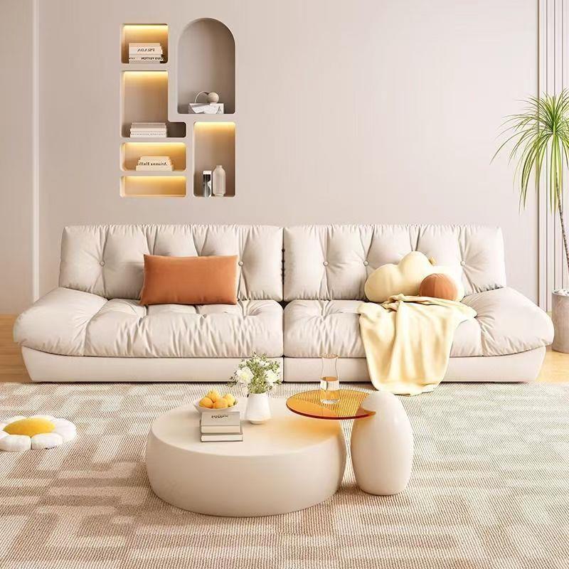 云朵沙发奶油风意式极简家用小户型磨砂绒客厅大直排布艺网红沙发
