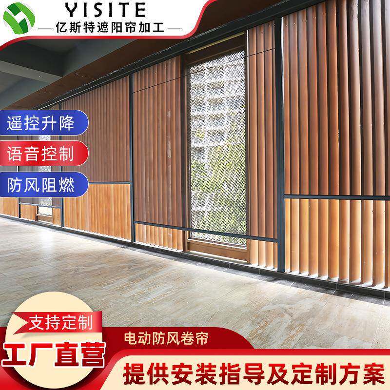 电动防风卷帘防雨隔热防晒防蚊虫遮光智能开放式阳台电动卷帘窗帘