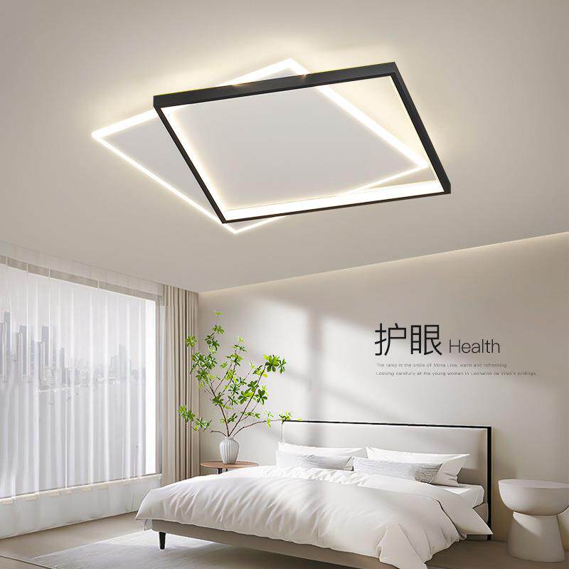 北欧卧室灯具简约现代书房LED吸顶灯极简方形房间灯2023新款