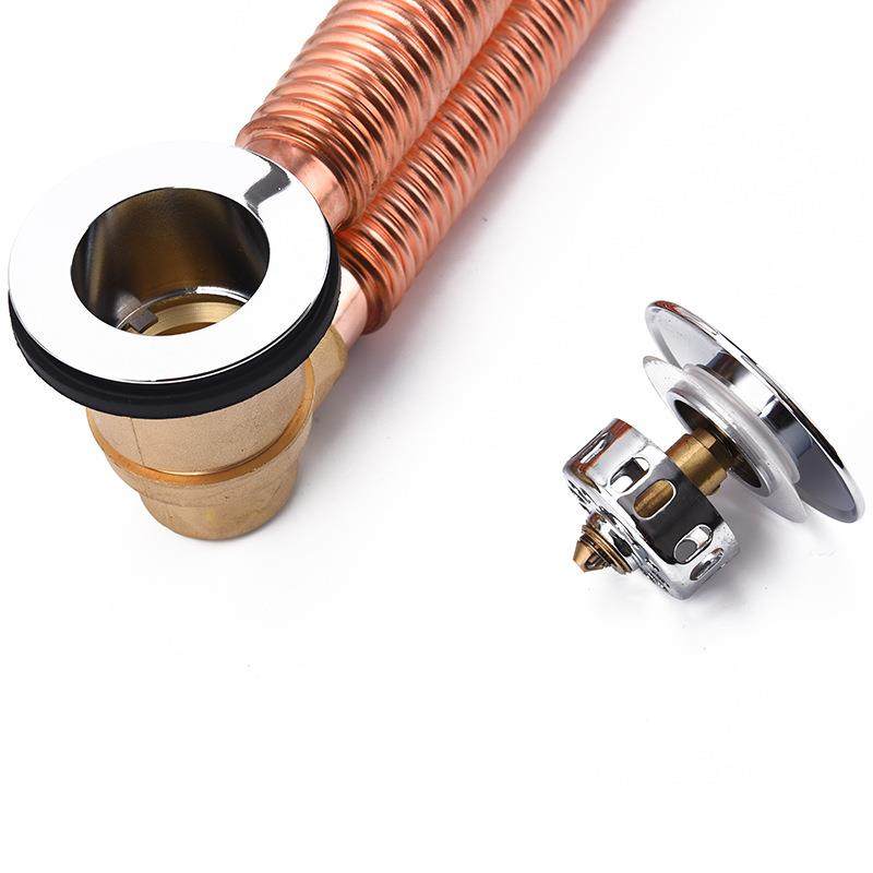 【折扣价】全铜弹跳式脚踏浴缸下水器紫铜下水管排水管淋浴房浴缸