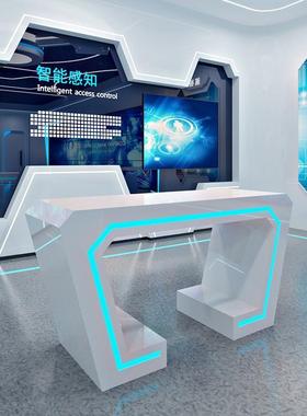 【折扣价】创意发光白色展示台多层圆形科技模型展台烤漆异形圆柱