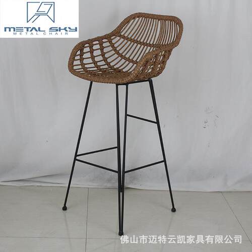 高脚吧椅藤编红吧台用椅现代LHD-281-简约咖啡厅简约家高脚椅酒创