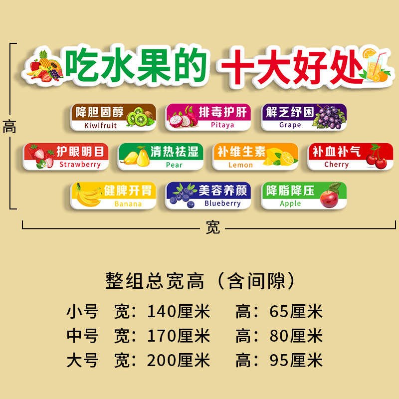水果鲜果店面装饰墙面贴画3D立体墙贴水果超市收银台布置装饰贴画图片