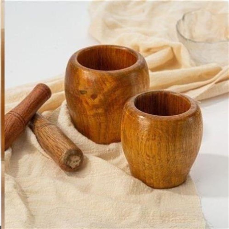 实木捣蒜罐子蒜缸家用蒜泥器蒜臼老式捣碎捣药研磨器手动酸枣木制