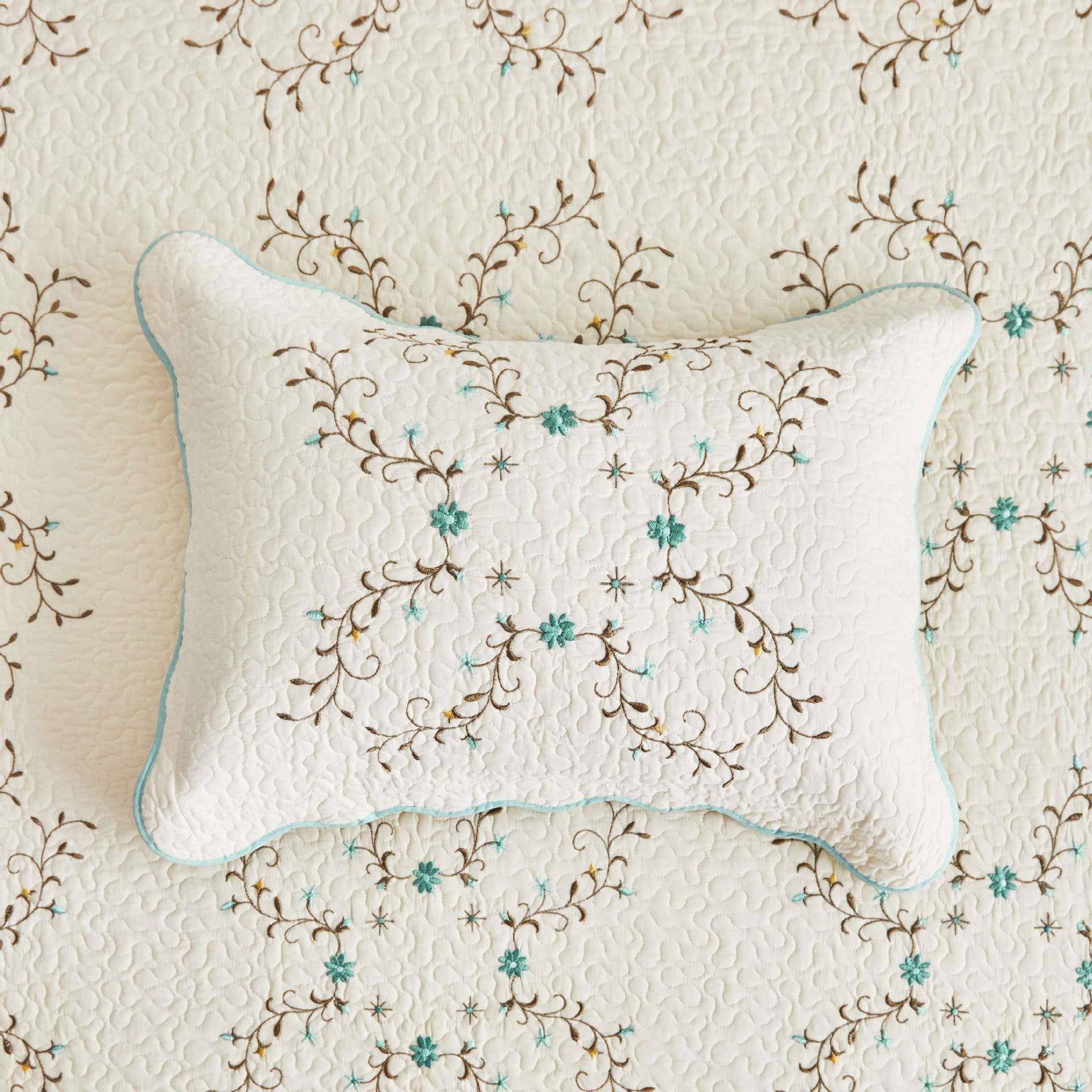 【折扣价】纯棉绣花床罩衍缝床盖全棉三件套欧式夹棉床单秋冬新款