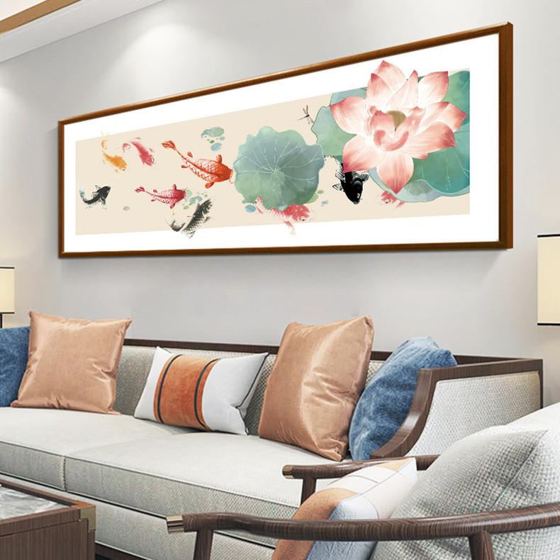 【折扣价】十字绣2025新款线绣客厅墨韵荷花九鱼图国画中式书房手