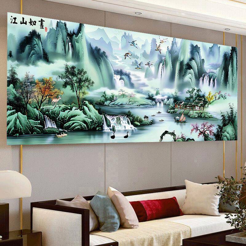 【折扣价】江山如画十字绣2025新绣客厅风景画流水生财聚宝盆大幅