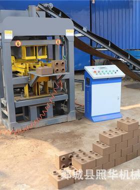 40吨压力一次成型4块的畅销非洲美洲的泥土连锁砖制砖机QT2-10