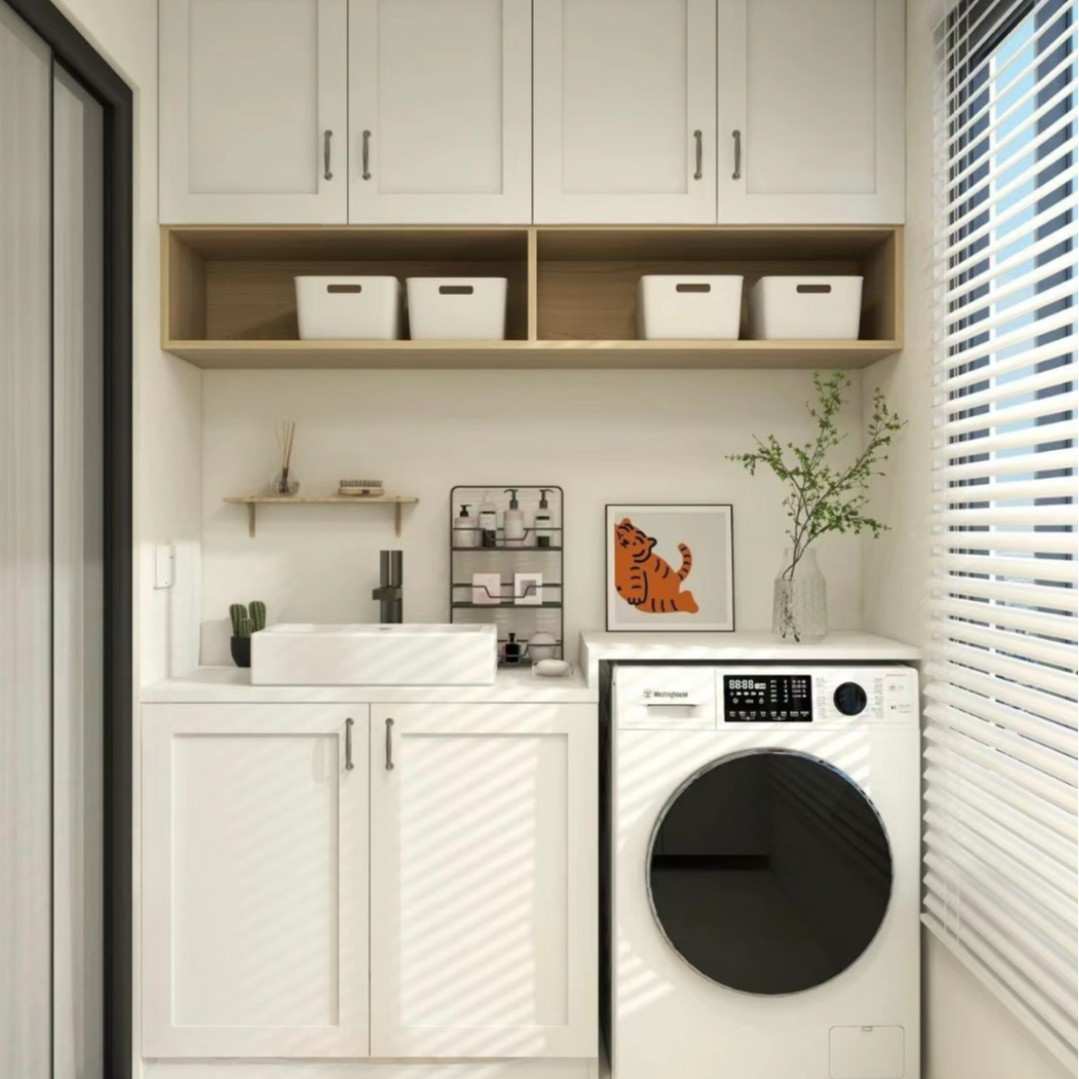 北京厂家定制家政柜 客厅卧室一阳台洗衣机 洗手台大容量收纳储物