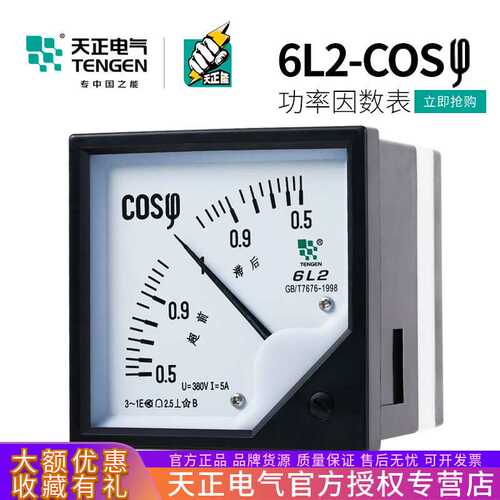 天正 6L2-S指针式三相功率因数表频率表6L2-COSφ 380V220V 60HZ