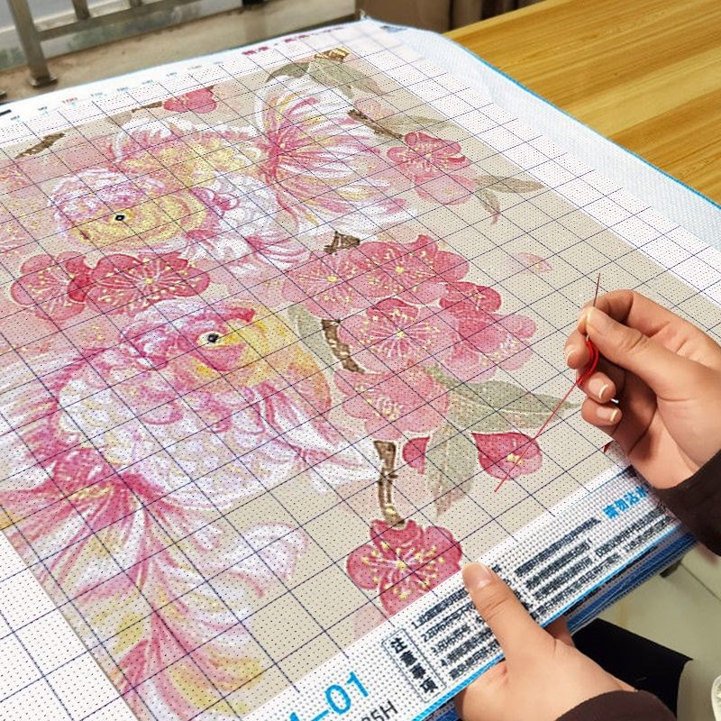 刺绣挂画锦鲤十字绣2025新款花卉吉祥客厅卧室满绣手工diy装饰画图片
