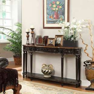 欧美式玄关台长条案台靠墙三斗走廊桌别墅沙发后背几复古手绘