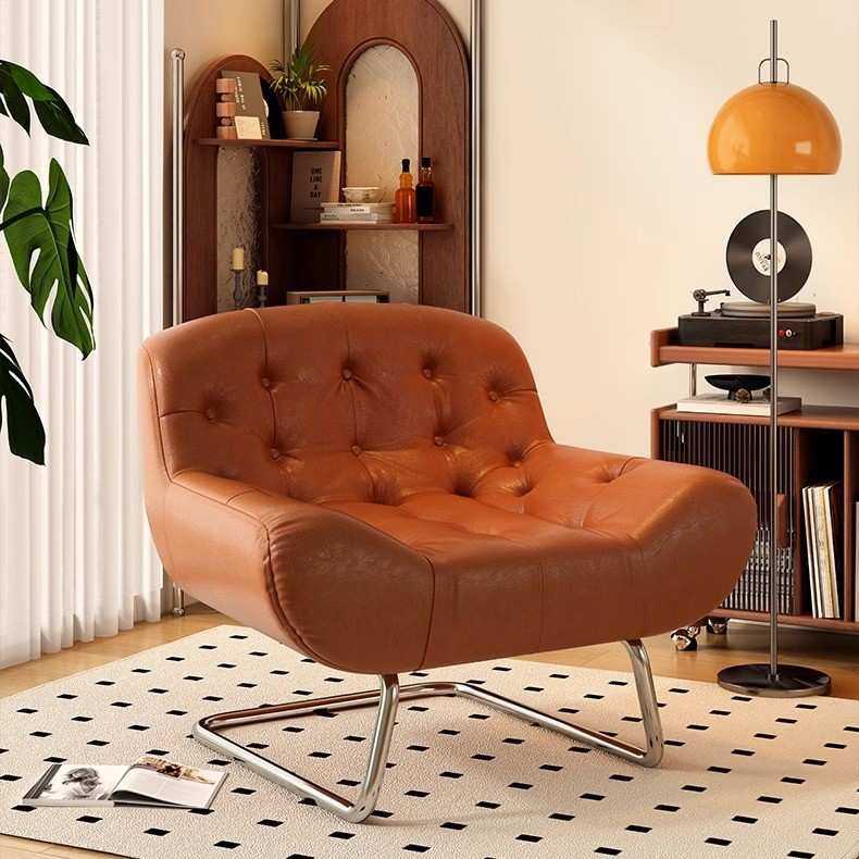 单人沙发椅法式中古风客厅懒人休闲躺椅轻奢极简设计师沙发单椅子