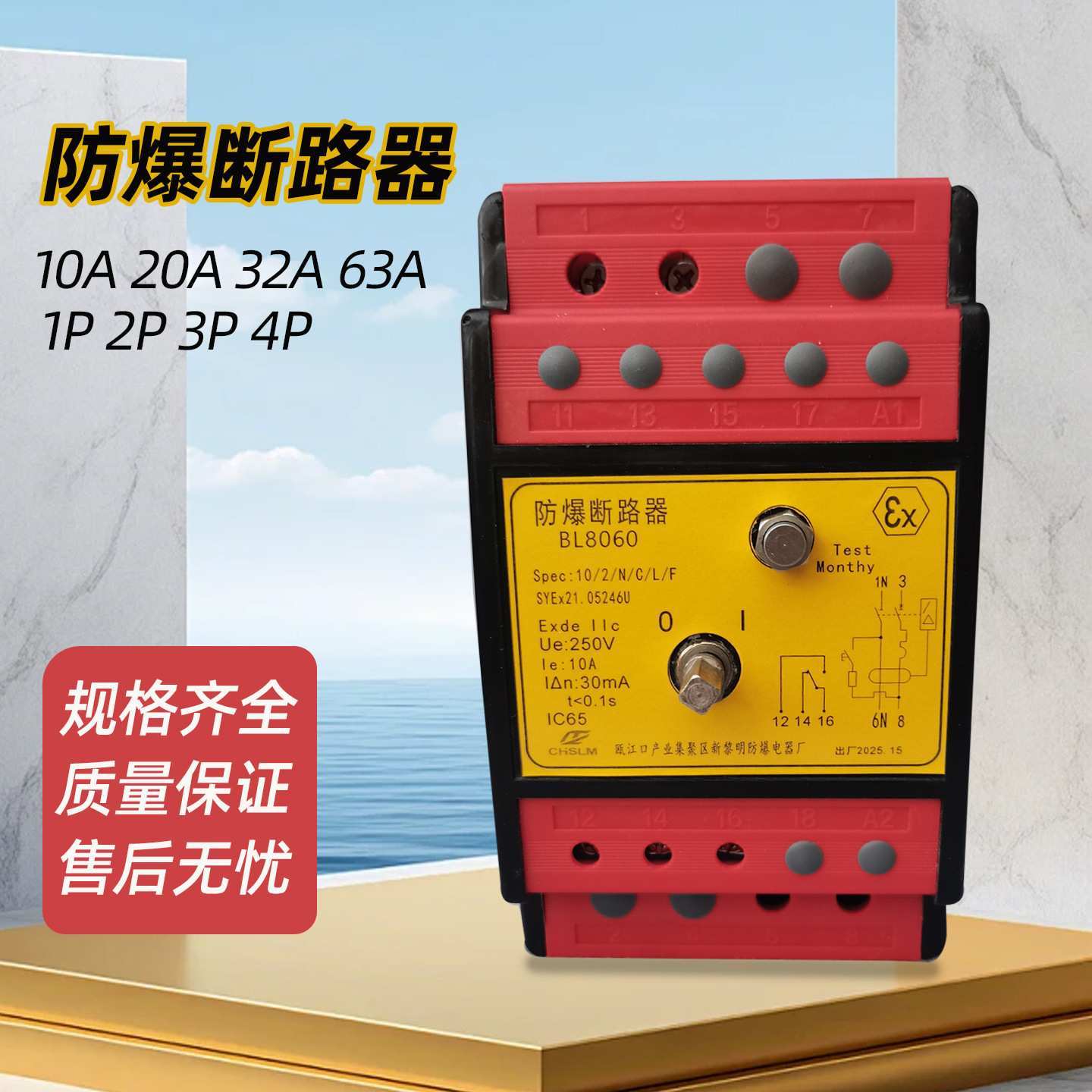 BL8060-32A/2/N/C 20A/3/N/C 63A/4/N/C防爆防腐断路器带漏电保护