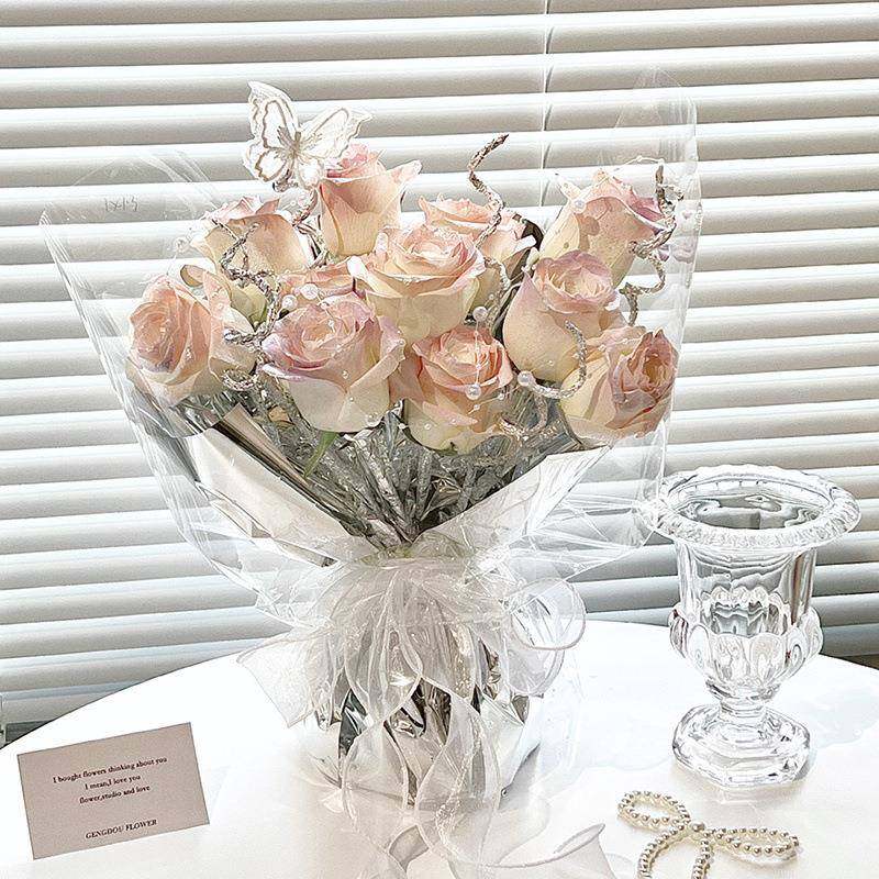 QX小众高级感人鱼姬玫瑰花束仿真花香皂花精致生日新年礼物送女生