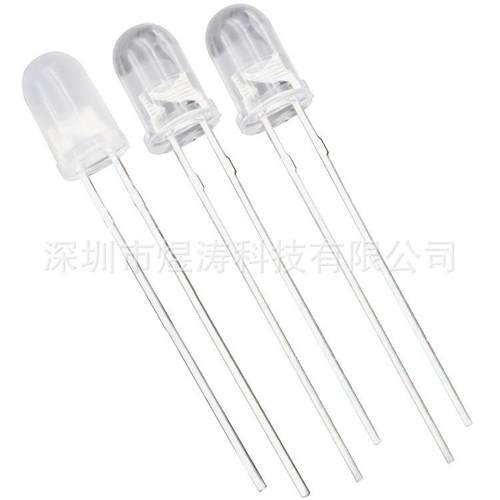 F5/5MM圆头二脚无极LED透明雾状直插灯珠高亮红绿红蓝红翠绿双色