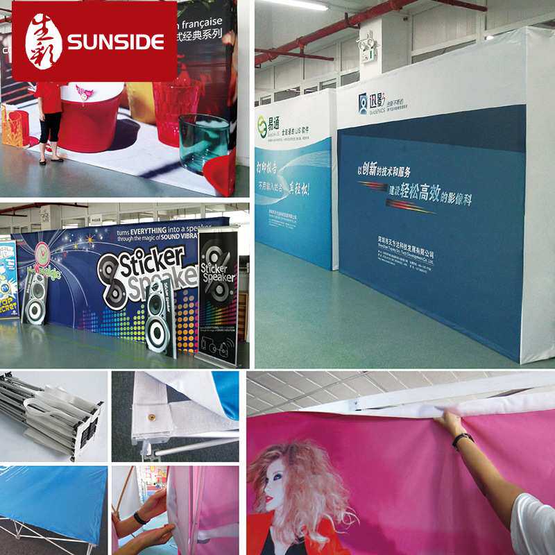 厂家供应可折叠3x3M魔术贴背景布 商场展会拉网展架可定制
