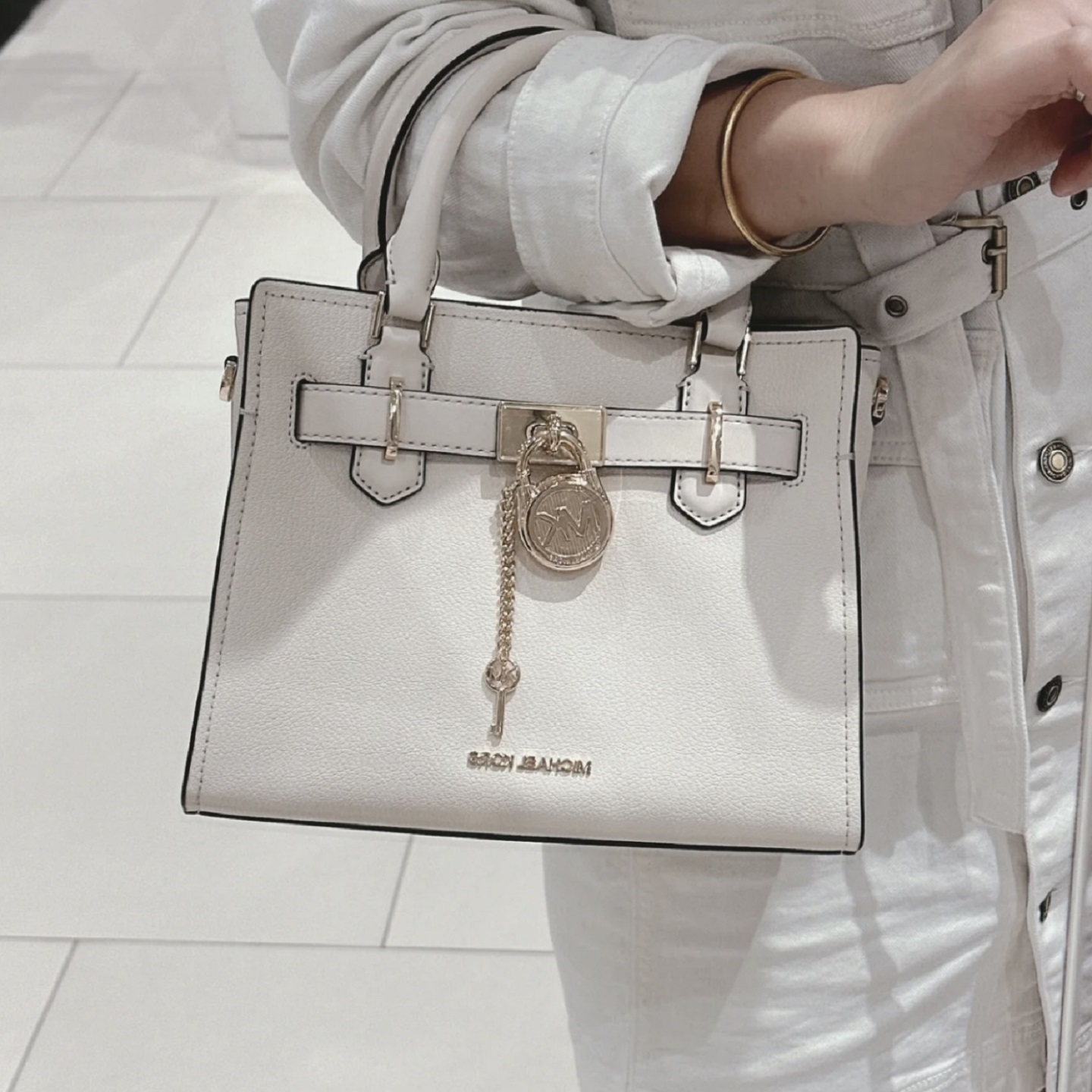 美国直邮MK正品代购女包2024新款Hamilton手提包斜挎包老花牛皮