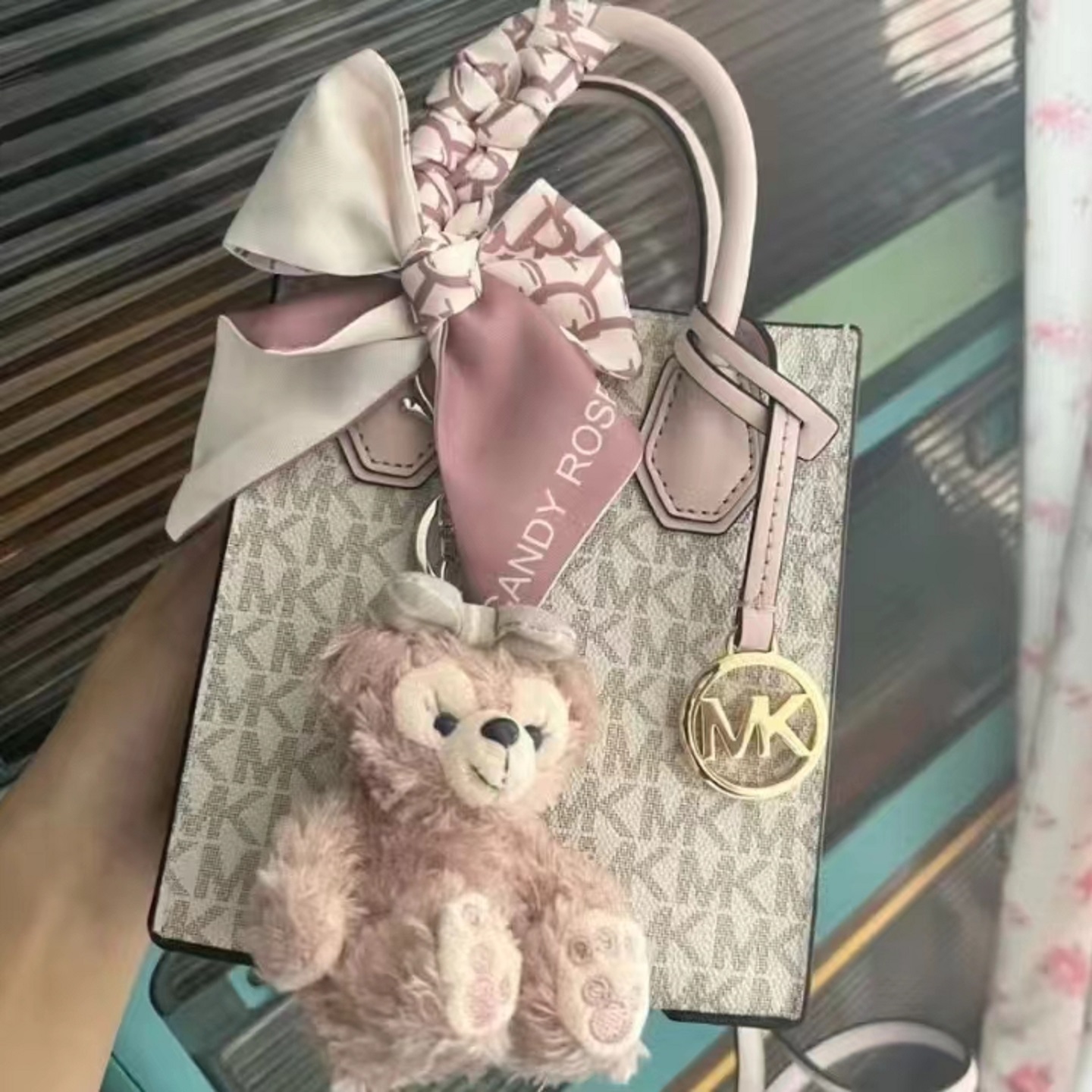 美国直邮MK正品代购迷你mercer琴谱手提斜挎小方包轻奢百搭牛皮