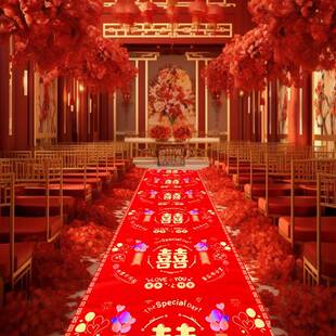 红地毯家用婚庆红色一次性新娘上下车进门踏福加厚无纺布结婚地毯