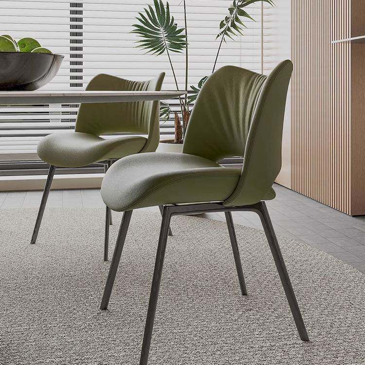 意式轻奢餐椅家用设计师现代简约真皮高端洽谈椅子梳妆椅轻奢风