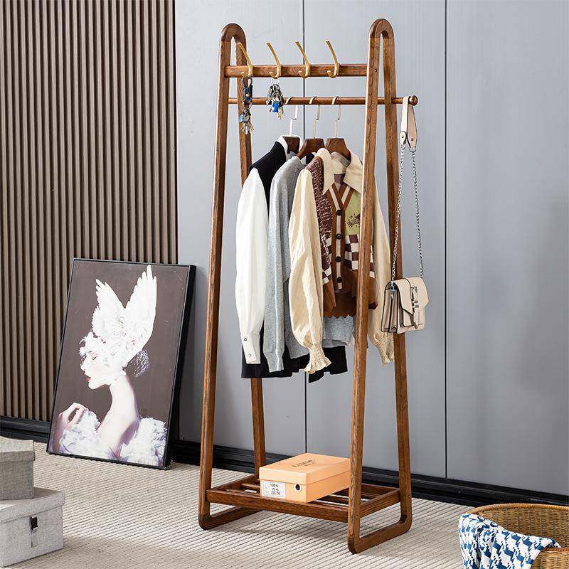 实木衣帽架落地卧室衣架轻奢新中式简易收纳架挂衣架家用衣服架子